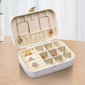 Faux Leather Jewelry Box in Ivory