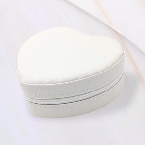 Heart Shaped Faux Leather Jewelry Box in White