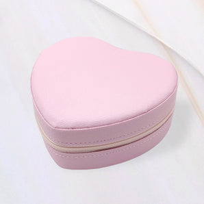 Heart Shaped Faux Leather Jewelry Box in Pink