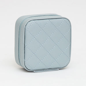 Faux Caviar Leather Portable Square Jewelry Box in Light Blue