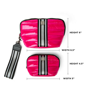 Double Stash Pouch in Glossy Fuchsia