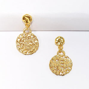 Cuban Disc Coin Drop Earring