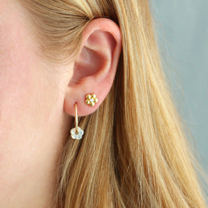 Mother of Pearl Donut Flower Hoop Earrings
