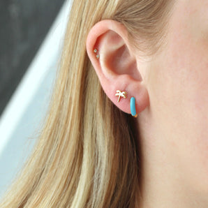 Enamel Huggie Hoop Earring in Light Pink