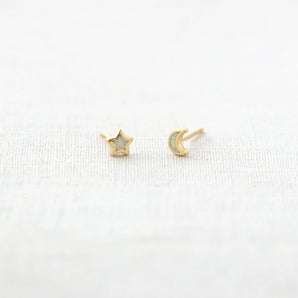 Opal Star/Moon Earrings