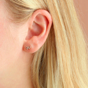 Bow With Crystal Stud in Silver