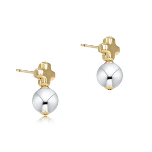 Small Cross Stud in Mixed Metal