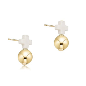 Small Cross Stud in Off White