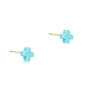 Small Cross Stud in Turquoise
