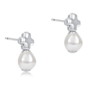 Sterling Silver Cross Stud in Pearl