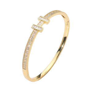 18k Gold Dipped Pave H Bracelet