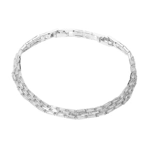 3-Row Baguette Stone Cluster Evening Bracelet