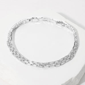 3-Row Baguette Stone Cluster Evening Bracelet