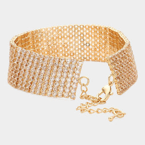 8 Rows Pave CZ Tennis Evening Bracelet