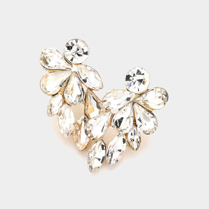 Marquise Teardrop Stone Cluster Evening Earrings