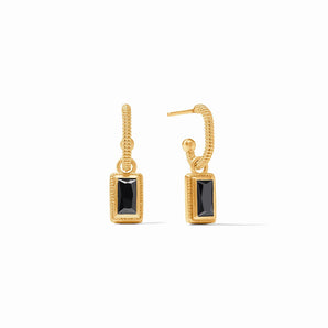 Baguette Hoop & Charm Earring in Obsidian Black