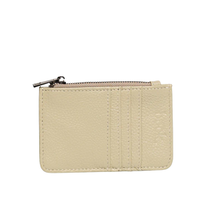 Leather Card / Coin Wallet in Bone