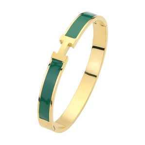 Stainless Steel Enamel H Bracelet in Green