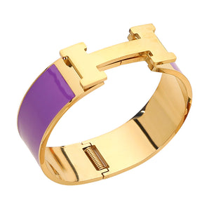 Stainless Steel Enamel H Bracelet in Violet