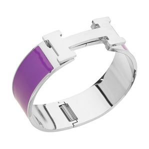 Stainless Steel Enamel H Bracelet in Violet