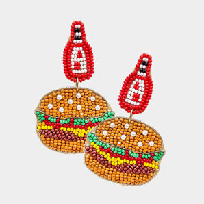 Seed Bead Hamburger Earring