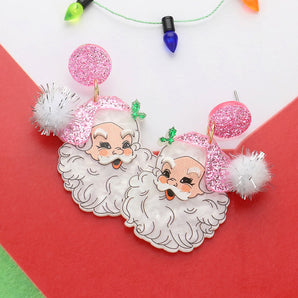 Glitter Resin Santa Earring