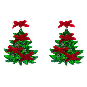 Bow Christmas Tree Earring