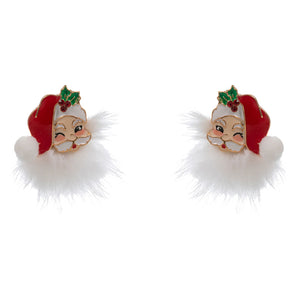 Fluffy Santa Earring