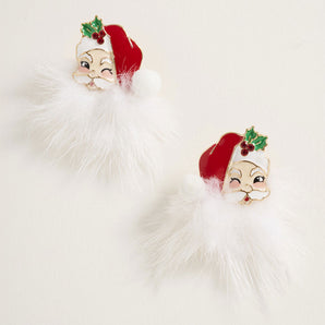 Fluffy Santa Earring