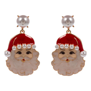 Pearl Santa Earring