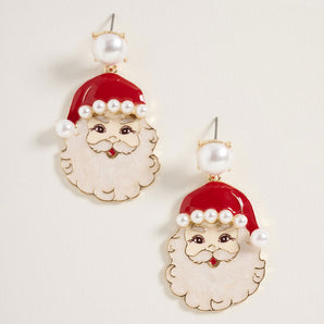 Pearl Santa Earring