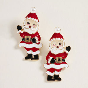 Pearl Santa Earring