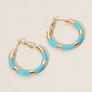 Stainless Steel Enamel Hoop in Turquoise