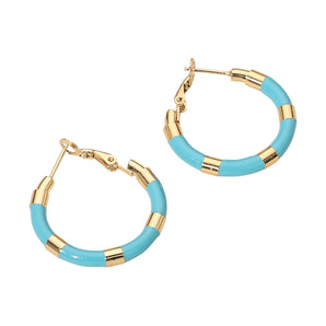Stainless Steel Enamel Hoop in Turquoise