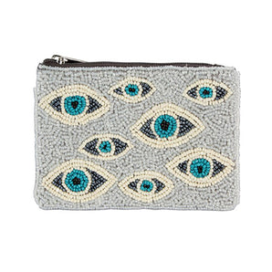 Evil Eye Seed Bead Mini Pouch