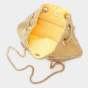 Bling Mesh Bucket Bag in Black