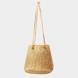 Bling Mesh Bucket Bag in Gold