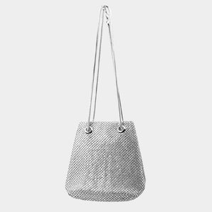 Bling Mesh Bucket Bag in Silver