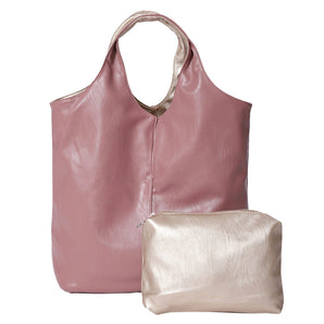 Reversible Vegan Tote in Pink