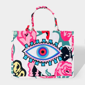 Evil Eye Flower Tote Bag