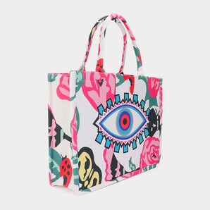 Evil Eye Flower Tote Bag