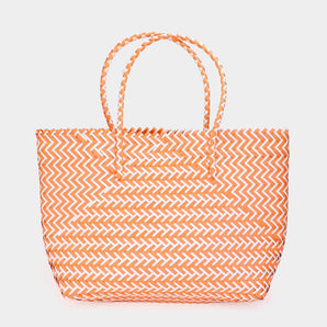 Basket Weave Tote in Orange
