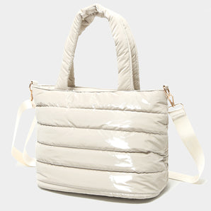 Quilted Puffer Tote in Beige