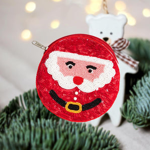 Sequin Santa Mini Pouch