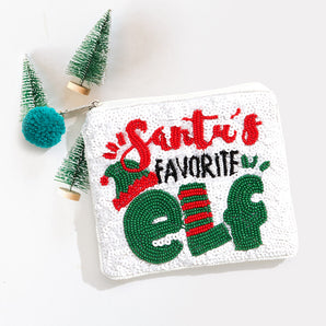 Santa's Favorite Elf Seed Bead Mini Pouch