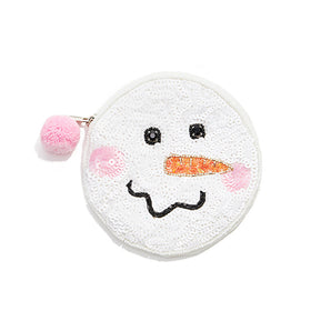 Sequin Snowman Mini Pouch