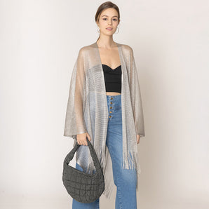 Quilted Puffer Tote in Grey