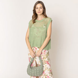 Quilted Puffer Tote in Sage