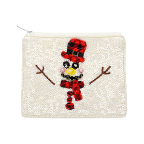Snowman Seed Bead Pouch