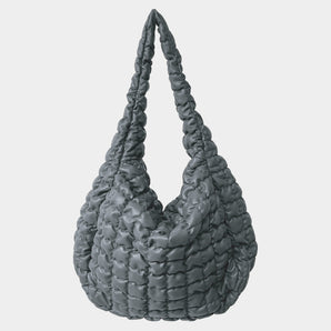 Oversized Quilted Vegan Puffer Tote Gray